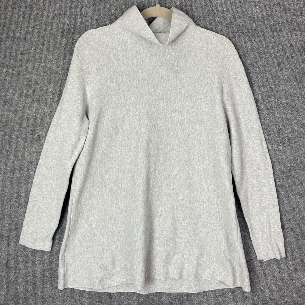 COS Mock Neck Sweater Womens Size S Gray Cotton Knit Long Sleeve